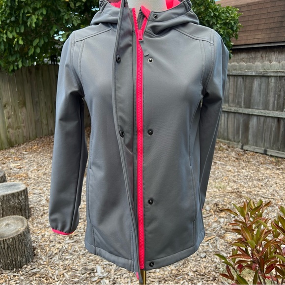 Cat and Jack Grey Pink Hooded Rain Coat - Picture 2 of 11